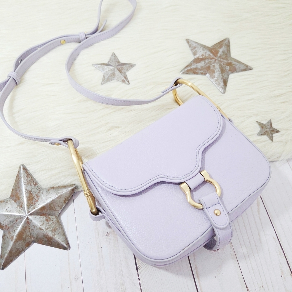Sancia Gigi Mini Crossbody Bag Pastel Purple Leather Gold Mini Size New W Flaw